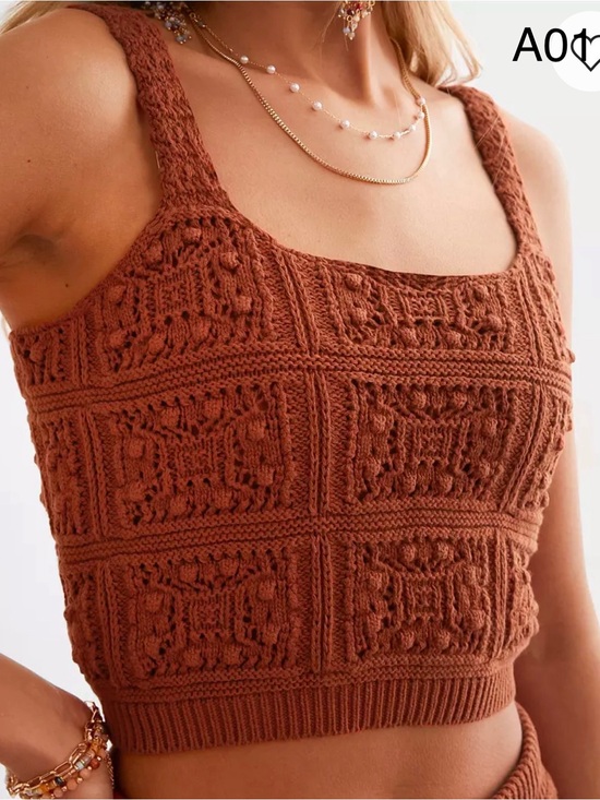 Arizona Tops - Arizona Jean Company Rust Orange Crochet Knit Crop Top
